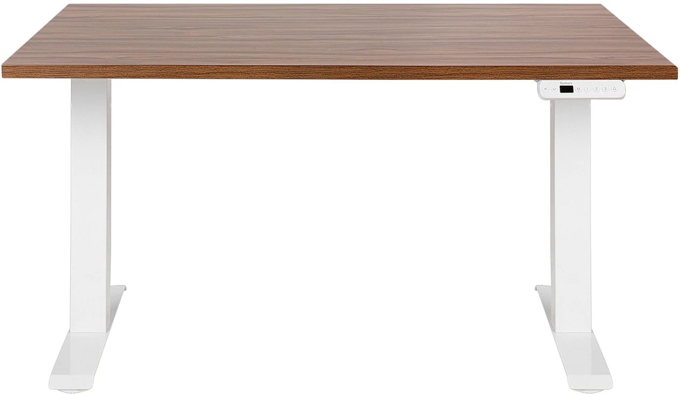Beliani Elektriškai reguliuojamas stalas DESTINES rudas/baltas 120 cm 72 cm