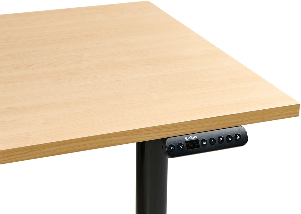 Beliani Elektriškai reguliuojamas stalas DESTINAS juodas / šviesiai rudas 120 cm x 72 cm