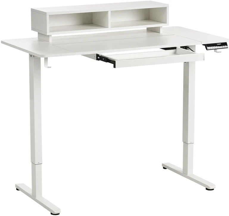 Beliani Elektriškai reguliuojamas stalas LUCAMA, baltas, 120 cm x 60 cm, su USB prievadu