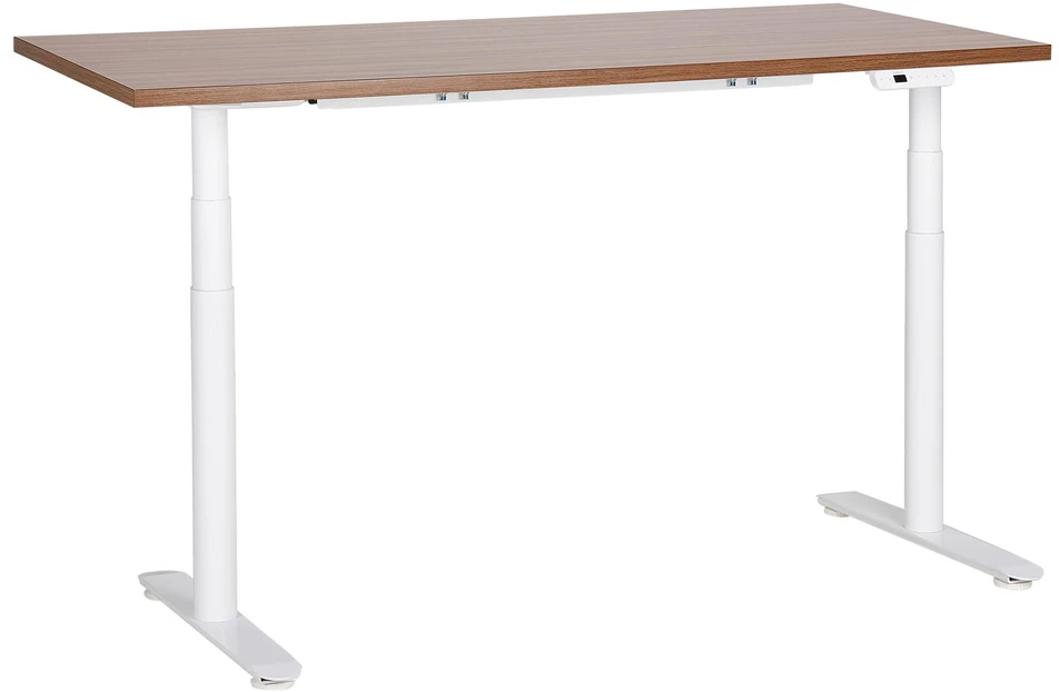Beliani Elektriškai reguliuojamas stalas DESTINAS, rudas / baltas, 160 cm, 72 cm