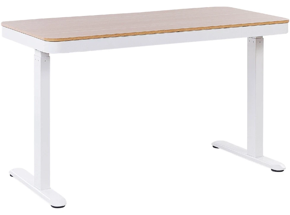 Beliani Elektriškai reguliuojamas stalas KENLY rudas / baltas 120 cm 60 cm su USB jungtimi