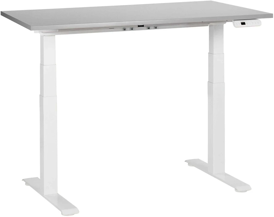 Beliani Elektriškai reguliuojamas stalas DESTINES pilkas/baltas 120 cm 72 cm