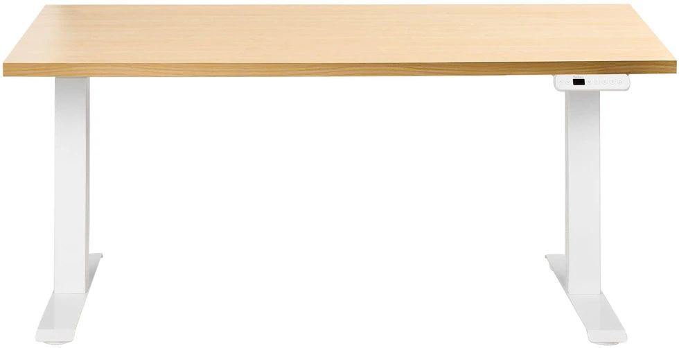 Beliani Elektriškai reguliuojamas stalas DESTINES šviesiai rudas / baltas 160 cm 72 cm