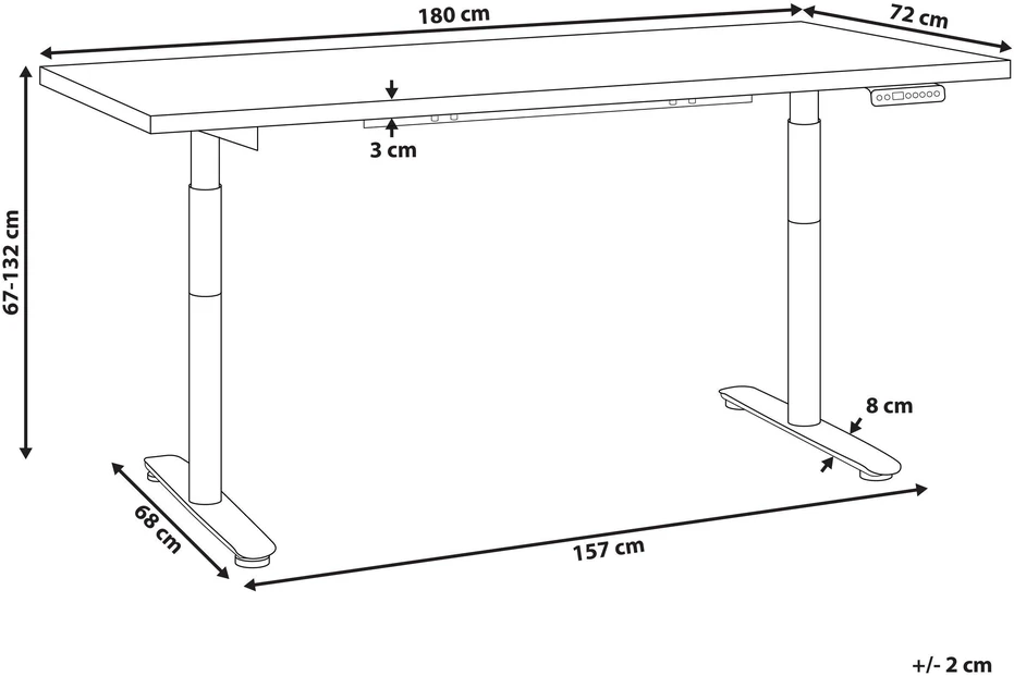 Beliani Elektriškai reguliuojamas stalas DESTINAS šviesiai rudas/ baltas 180 cm 72 cm