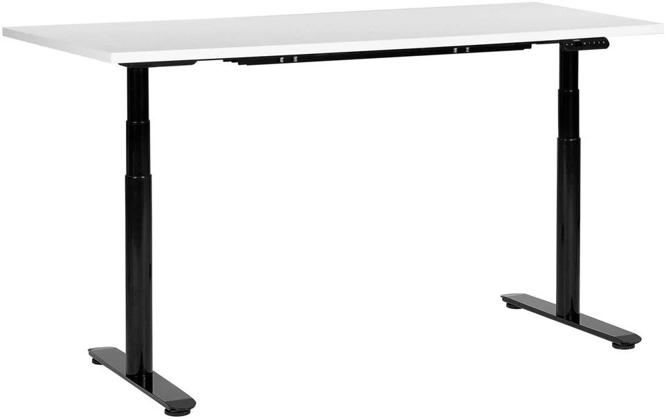 Beliani Elektriškai reguliuojamas stalas DESTINAS baltas/juodas 160 cm 72 cm