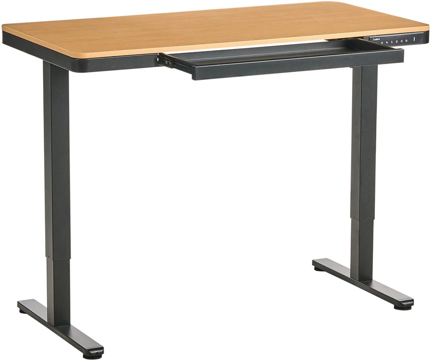 Beliani Elektriškai reguliuojamas stalas PENLY juodas / šviesiai rudas 120 cm 60 cm su USB jungtimi