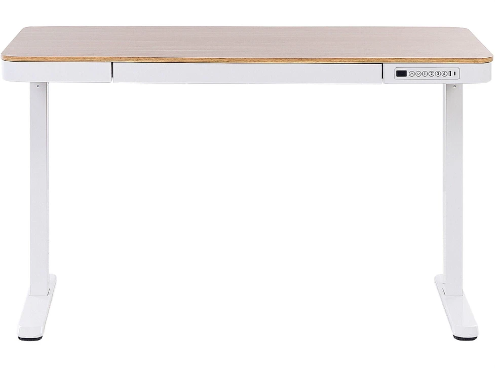 Beliani Elektriškai reguliuojamas stalas KENLY rudas / baltas 120 cm 60 cm su USB jungtimi
