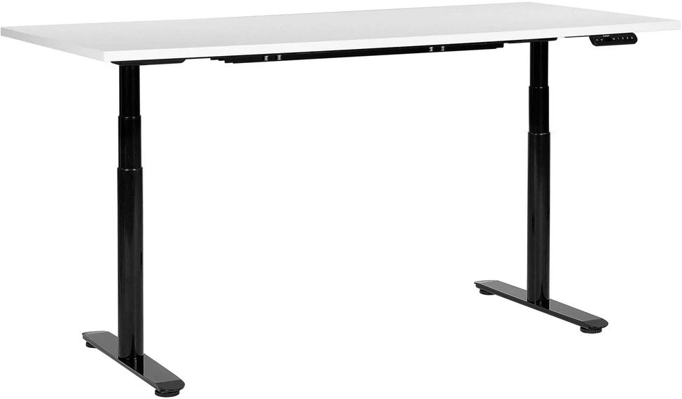 Beliani Elektriškai reguliuojamas stalas DESTINAS baltas / juodas 180 cm 80 cm