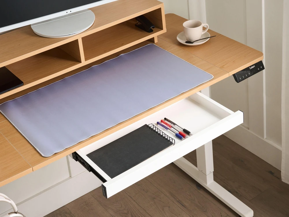 Beliani Elektriškai reguliuojamas stalas LUCAMA šviesiai ruda/balta 120 cm 60 cm su USB jungtimi