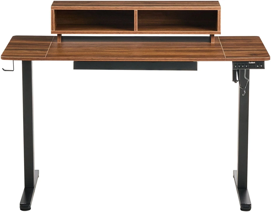 Beliani Elektriškai reguliuojamas stalas LUCAMA, rudas ir juodas, 120 x 60 cm su USB jungtimi