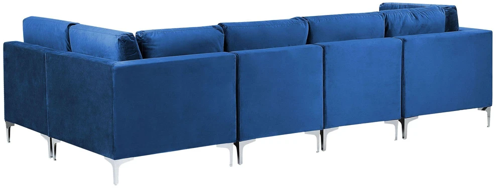 Beliani EVJA modulinė kampinė sofa 5 asmenims, tamsiai mėlyno veliūro, kairinė