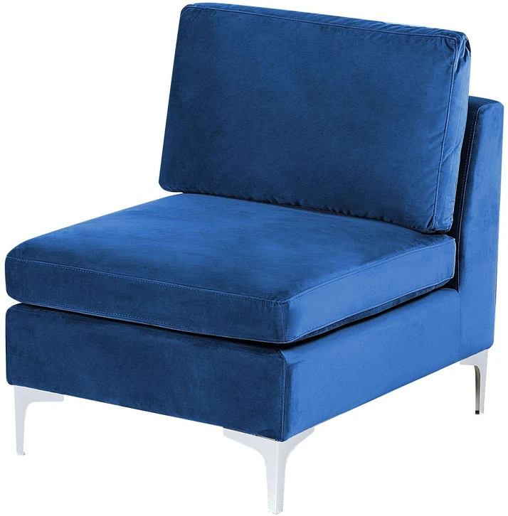 Beliani EVJA modulinė kampinė sofa 5 asmenims, tamsiai mėlyno veliūro, kairinė