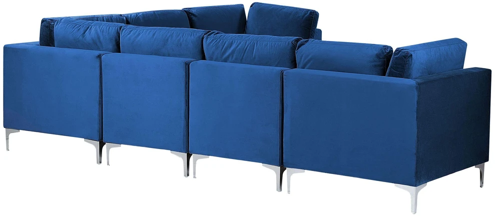 Beliani EVJA modulinė kampinė sofa 6 asmenims, tamsiai mėlyna veliūrinė, kairinė