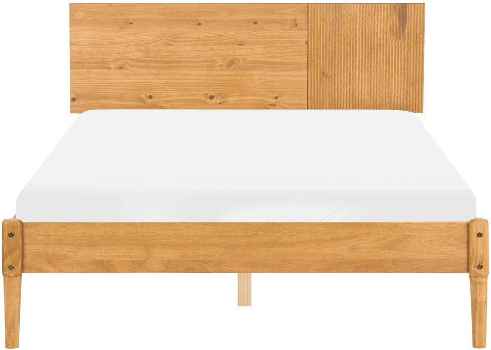 Beliani FLAVIGNAC pušies medienos lova 140 × 200 cm, šviesiai ruda