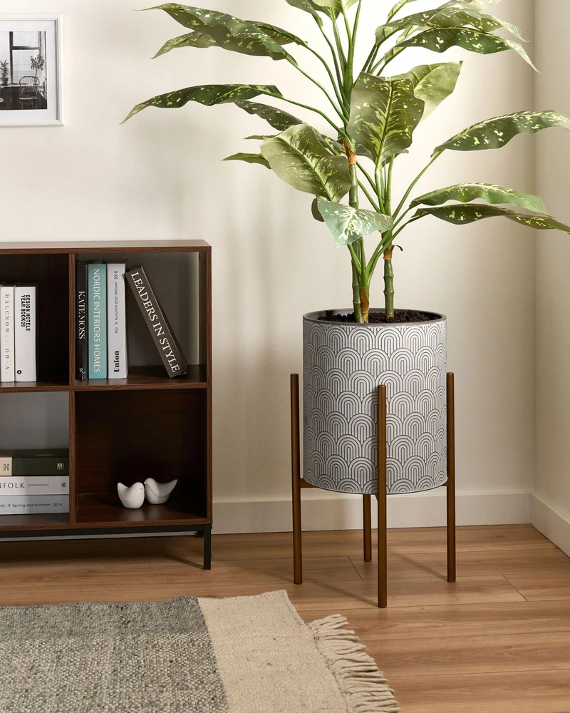 Beliani Gėlių stovas AUBRIETA Metalinis 31 cm šviesiai pilkas