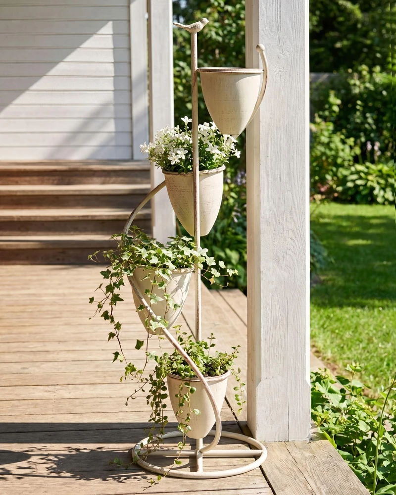 Beliani Gėlių stovas BANEBERRY 24 cm smėlio spalvos metalinis