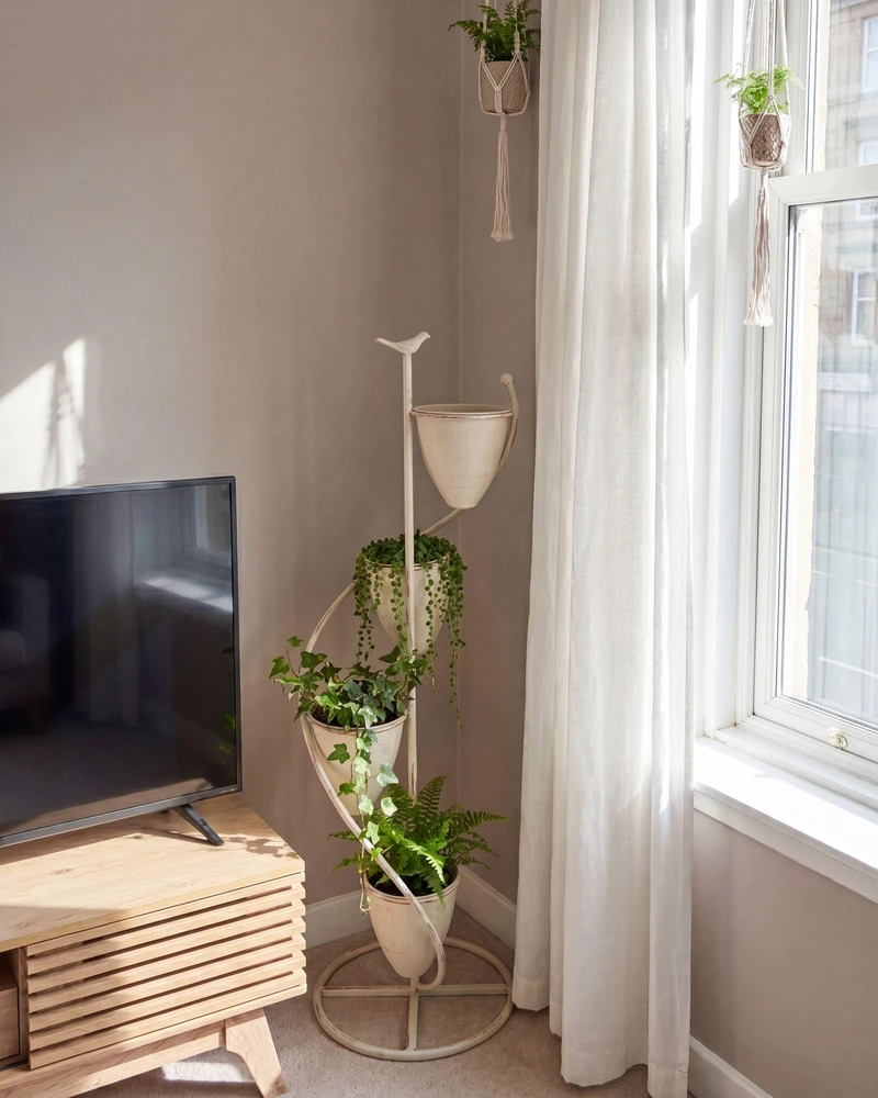Beliani Gėlių stovas BANEBERRY 24 cm smėlio spalvos metalinis