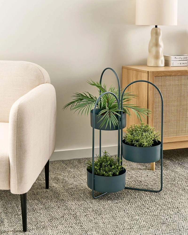 Beliani Gėlių stovas COLUTENA metalinis 56 cm tamsiai mėlynas