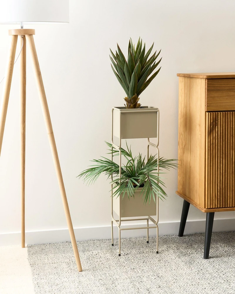 Beliani Gėlių stovas COTINUS Metalinis 20 cm smėlio spalvos