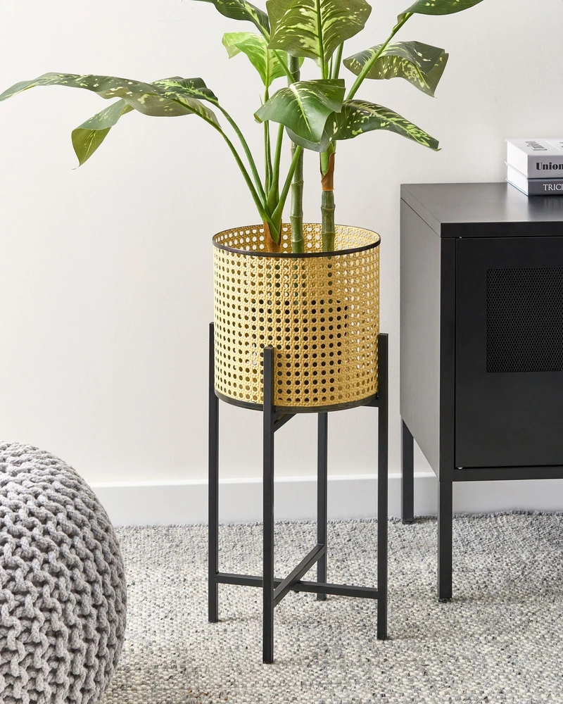 Beliani Gėlių stovas FALLOPIA metalinis 25 cm smėlio spalvos