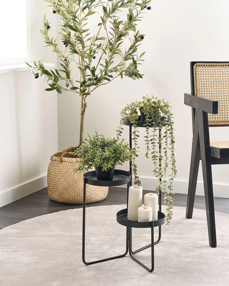 Beliani Gėlių stovas FRAGARIA metalinis 42 cm juodas