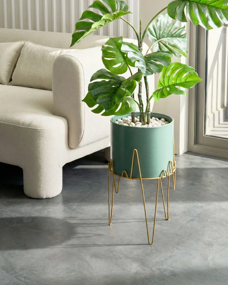 Beliani Gėlių stovas KALANDRA 29 cm tamsiai žalias metalinis