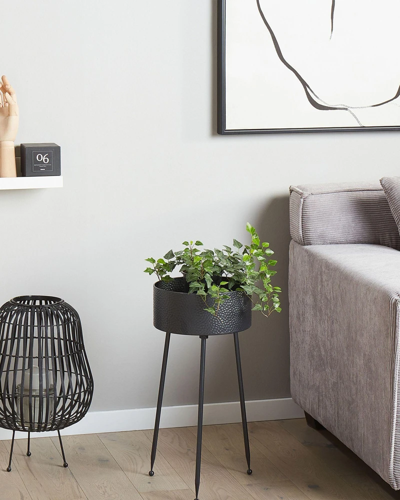 Beliani Gėlių stovas LEIKA 29 cm juodas metalinis
