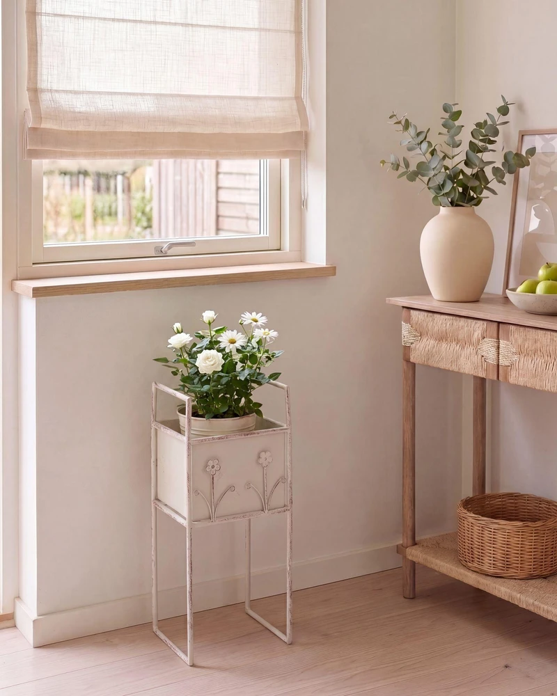Beliani Gėlių stovas LUPINE 22 cm smėlio spalvos metalinis