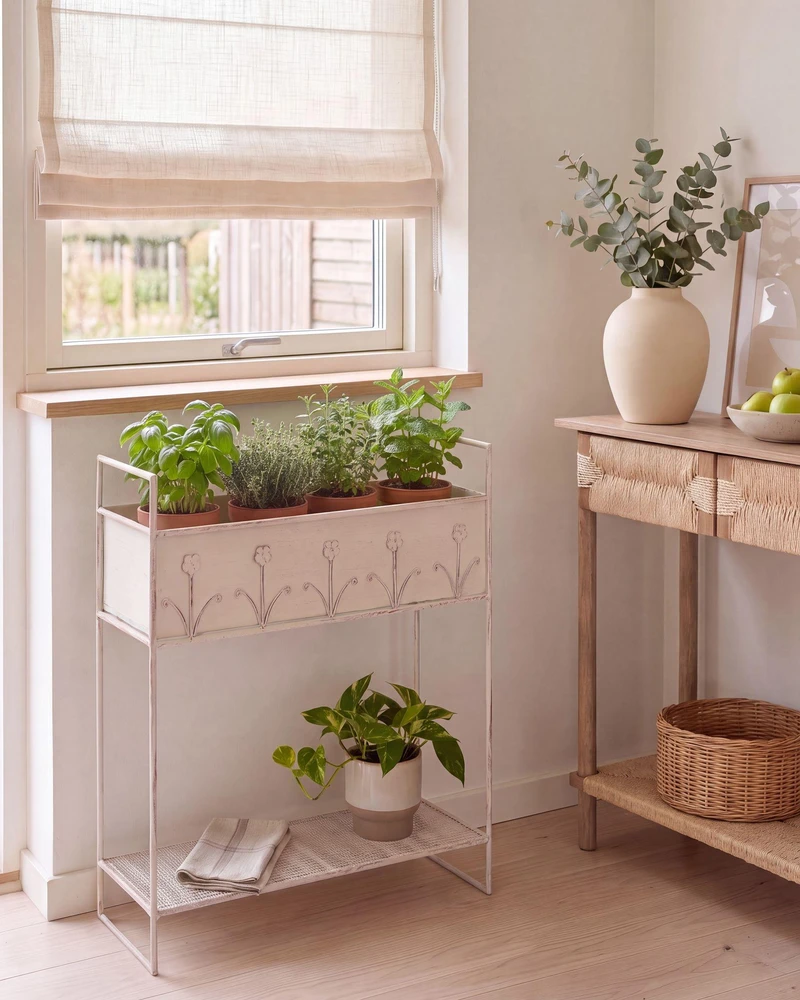 Beliani Gėlių stovas LUPINE 62 cm smėlio spalvos metalinis
