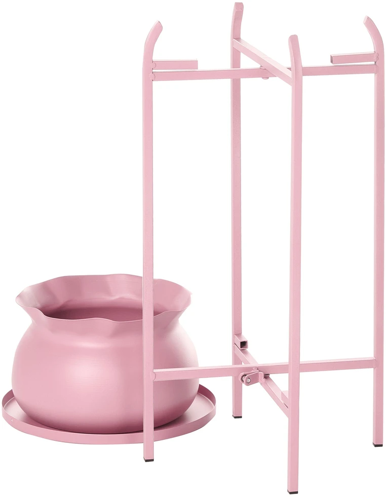 Beliani Gėlių stovas MOKUREN, 25 cm, metalinis, rožinis