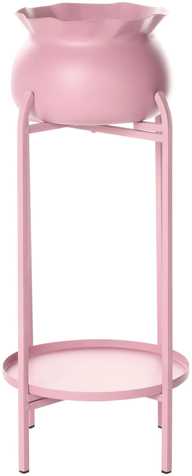 Beliani Gėlių stovas MOKUREN, 25 cm, metalinis, rožinis