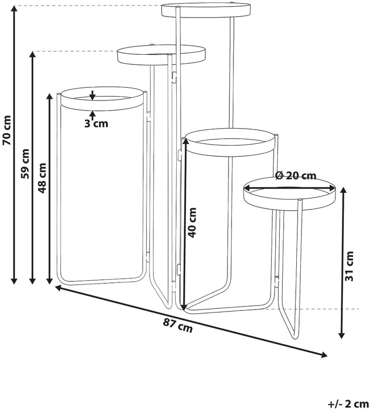 Beliani Gėlių stovas NANTEN 87 cm juodas metalinis