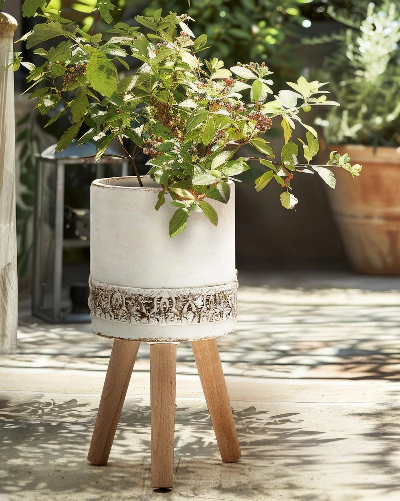 Beliani Gėlių stovas SKIATOS 22 cm, kreminės spalvos