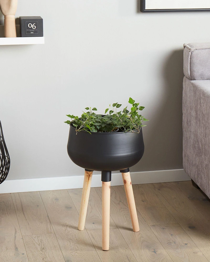 Beliani Gėlių stovas su kojelėmis AGROS 30 cm juodas metalas