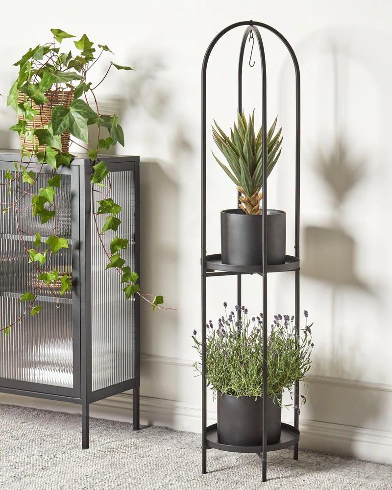 Beliani Gėlių stovas TAMARIX metalinis 35 cm juodas