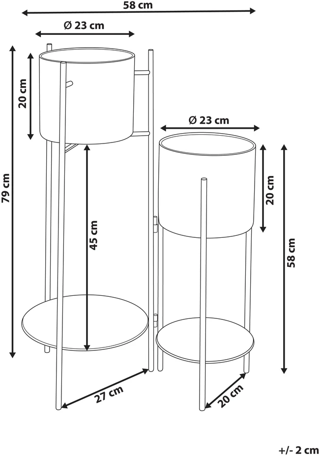 Beliani Gėlių stovas ULMUS metalinis, 58 cm, juodas