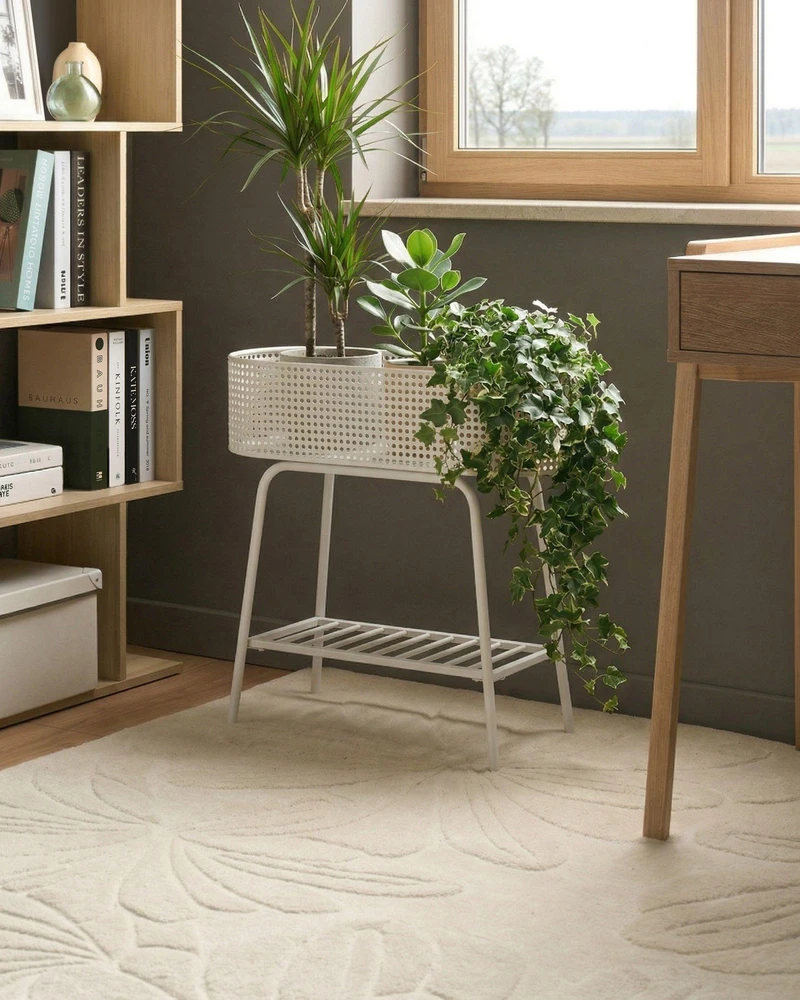 Beliani Gėlių stovelis LINNAEA metalinis 60 cm baltas