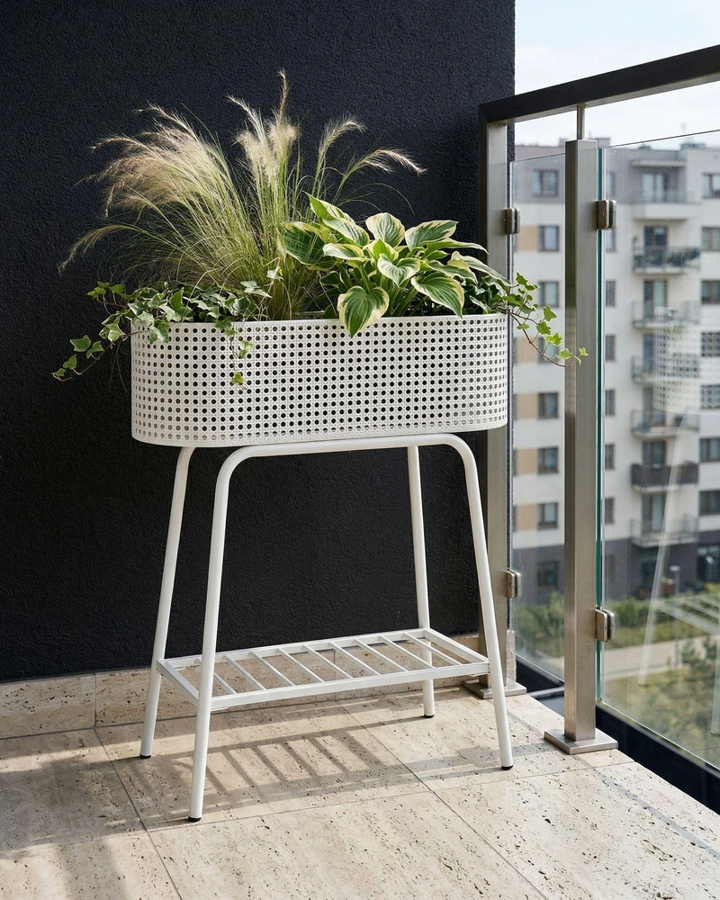 Beliani Gėlių stovelis LINNAEA metalinis 60 cm baltas
