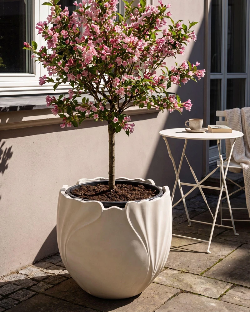 Beliani Gėlių vazonas ARPONE 44 cm smėlio spalvos