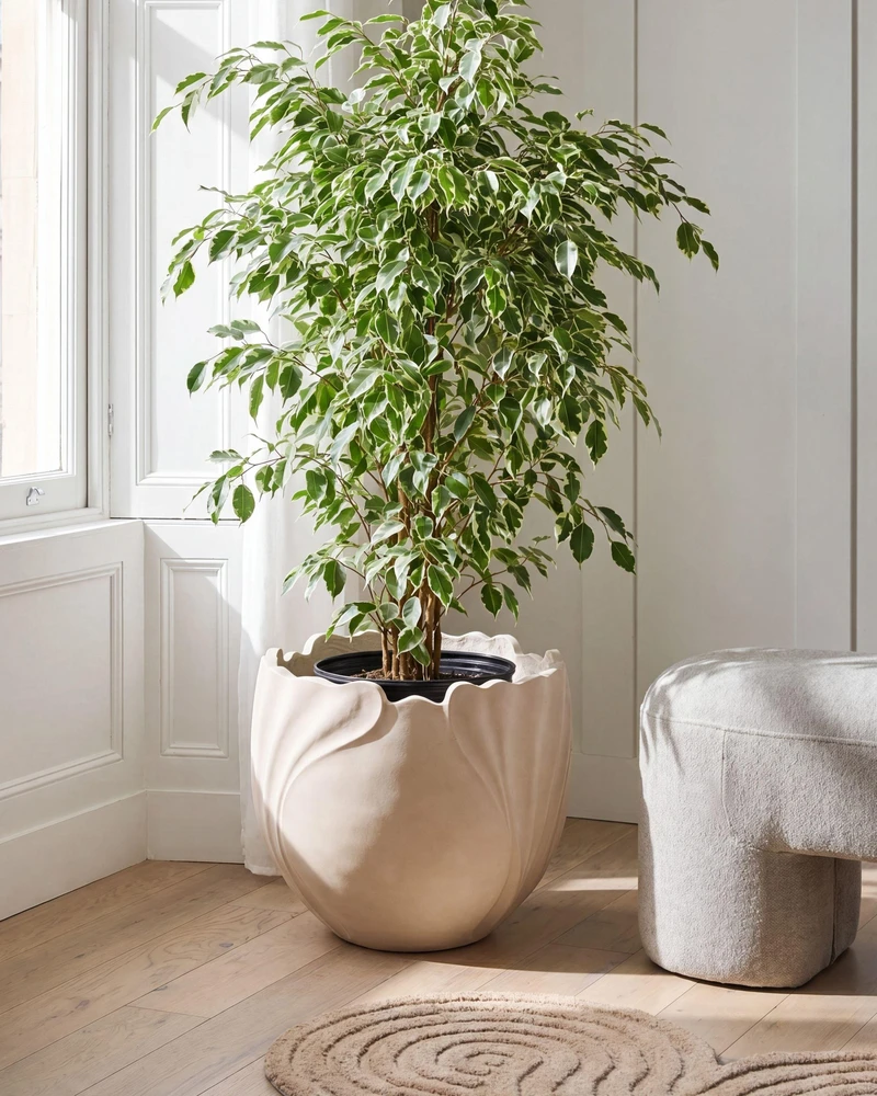 Beliani Gėlių vazonas ARPONE 44 cm smėlio spalvos
