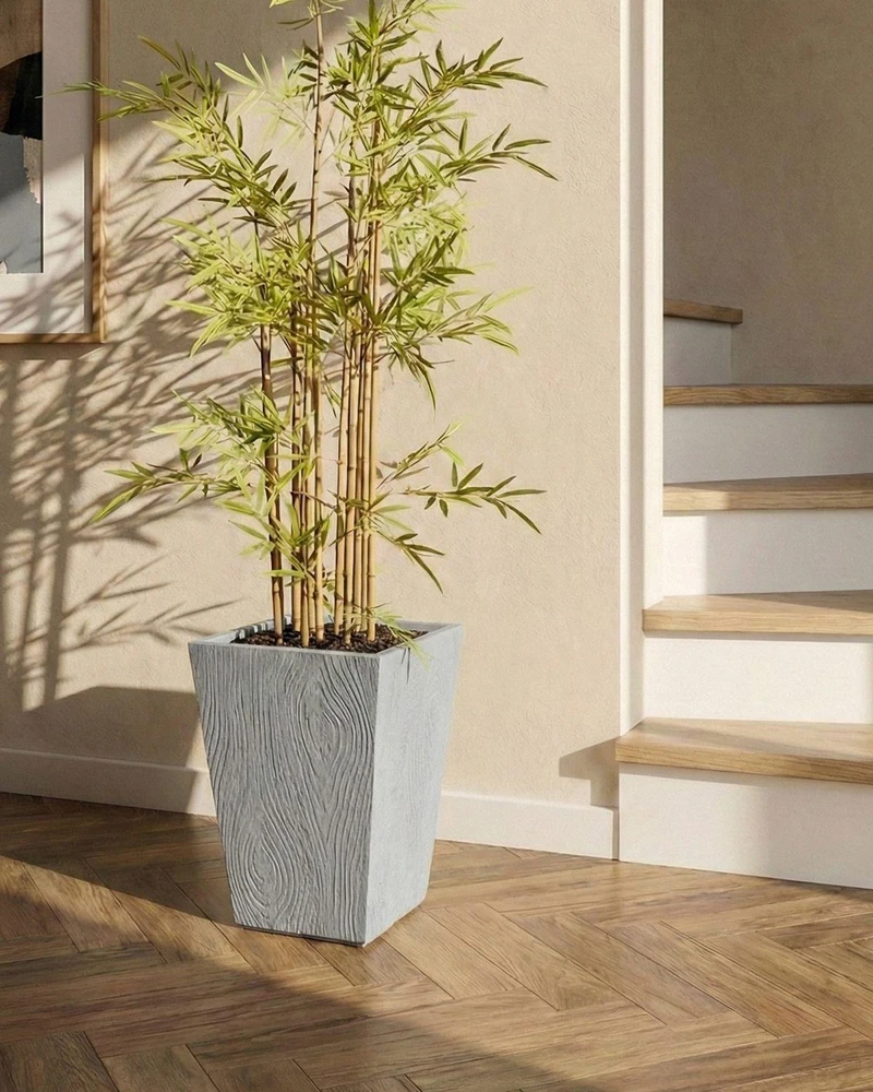 Beliani Gėlių vazonas BAIHE 42 cm Pilkas