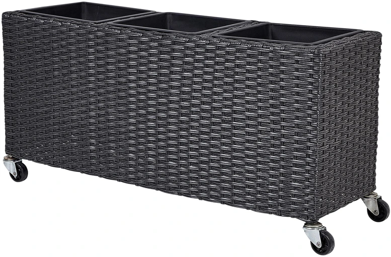 Beliani Gėlių vazonas BELLIS 82 cm juodas, technoratanas
