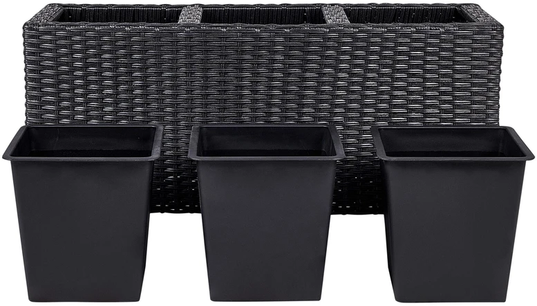 Beliani Gėlių vazonas BELLIS 82 cm juodas, technoratanas