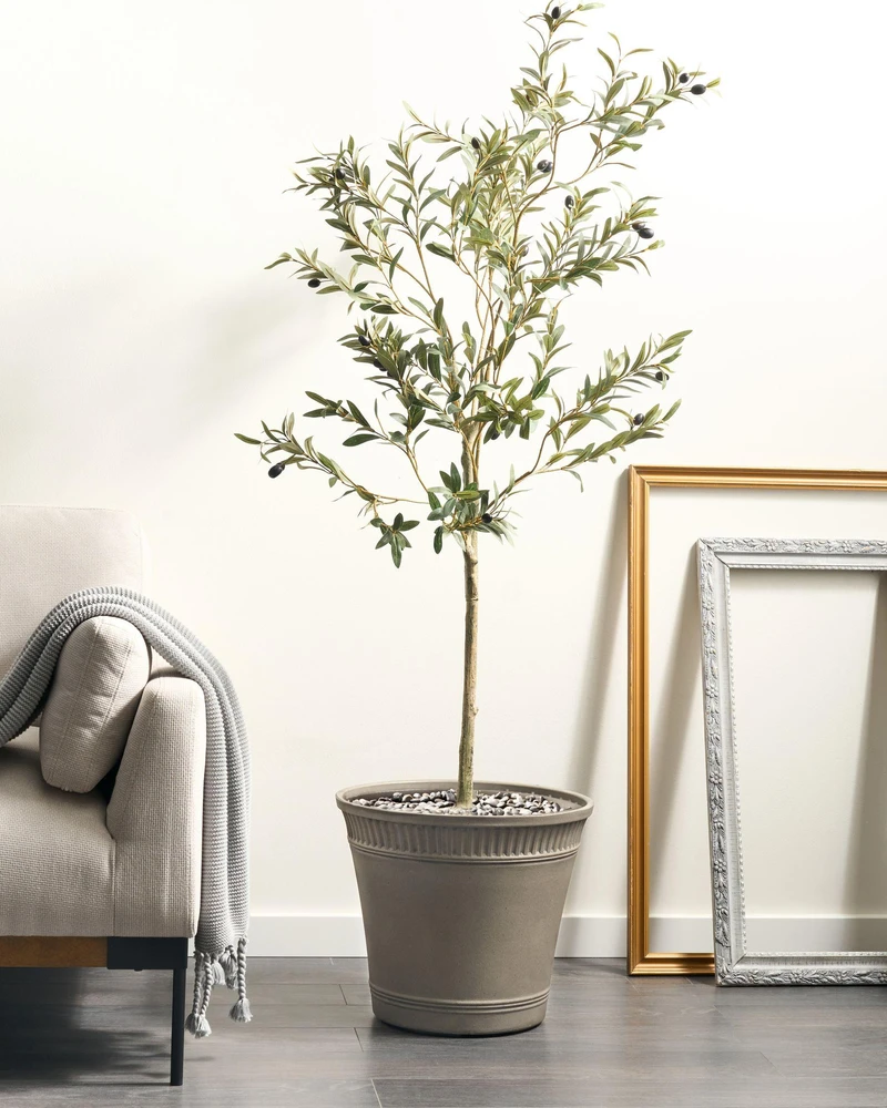Beliani Gėlių vazonas CISTUS 44 cm pilkas