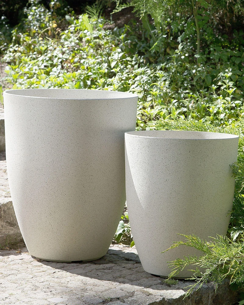 Beliani Gėlių vazonas CROTON 43 cm kreminės baltos spalvos