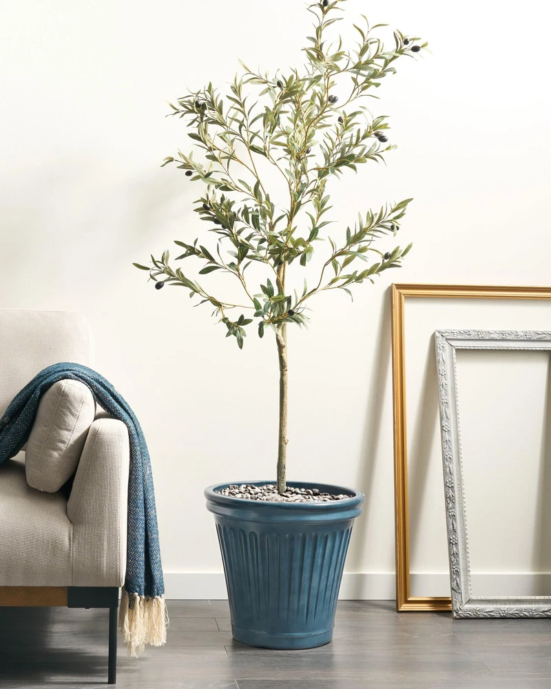 Beliani Gėlių vazonas MAIZE 43 cm mėlynas