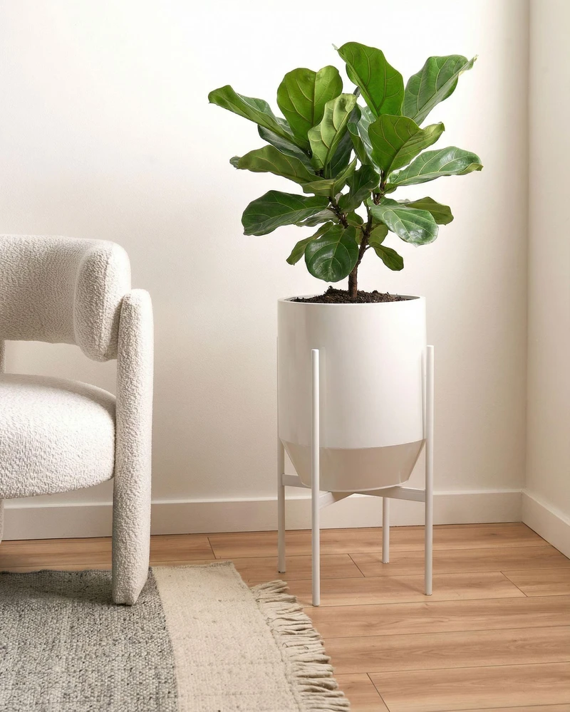 Beliani Gėlių vazonas su kojelėmis HYBRIDUM Metalinis 33 cm Baltas