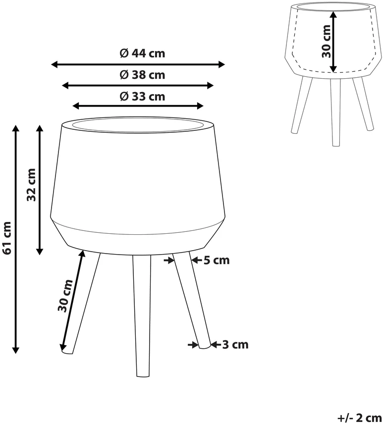 Beliani Gėlių vazonas su kojelėmis MALAKI 44 cm šviesiai pilkas