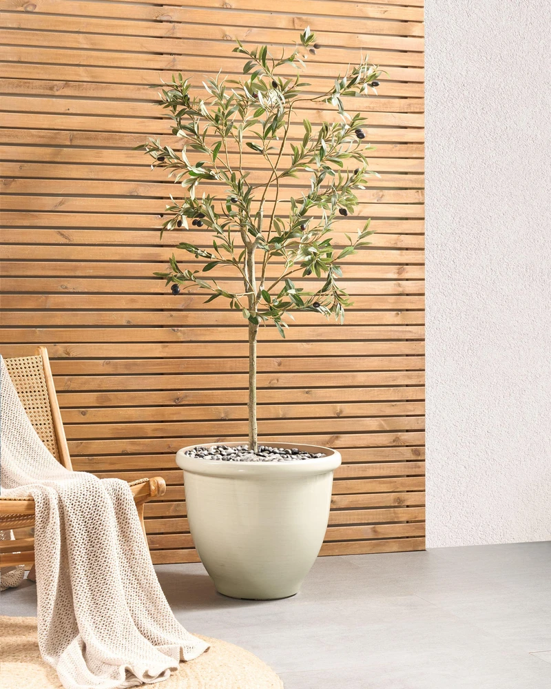Beliani Gėlių vazonas TESALIA 49 cm šviesiai smėlio spalvos