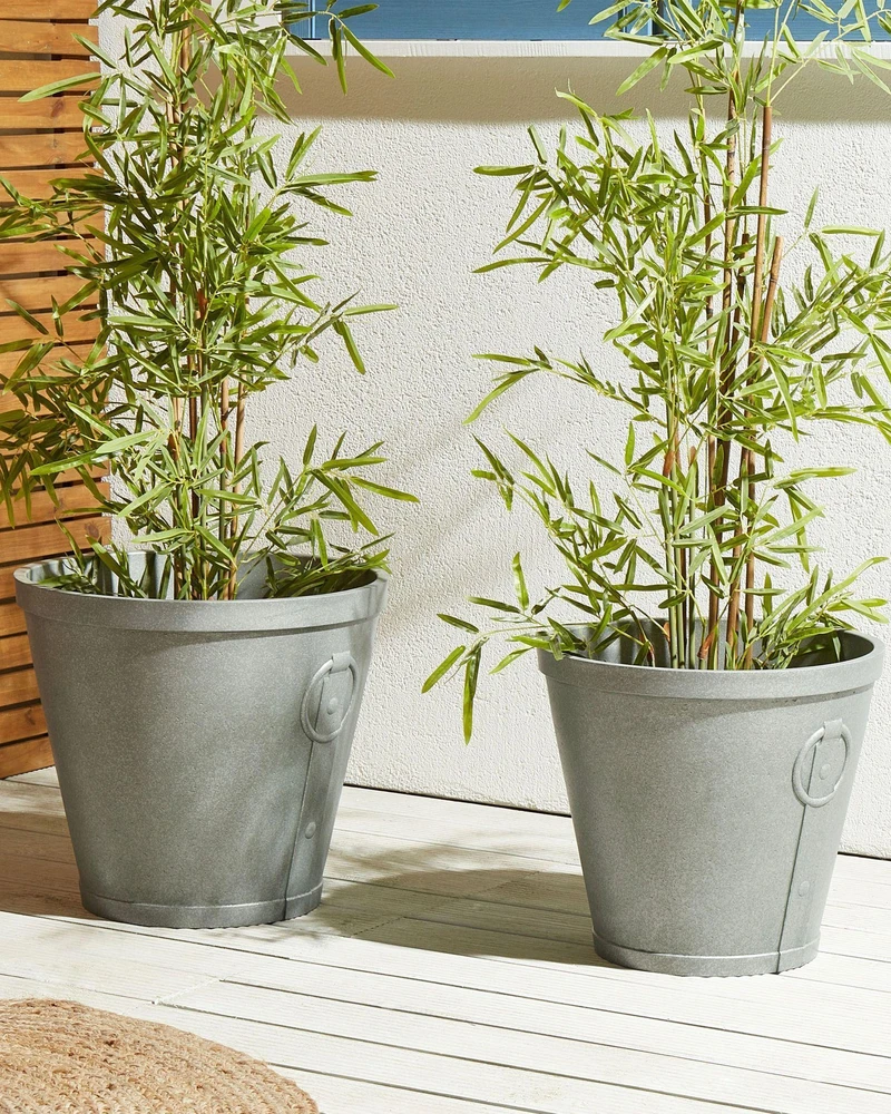 Beliani Gėlių vazonas VARI 45 cm pilkas
